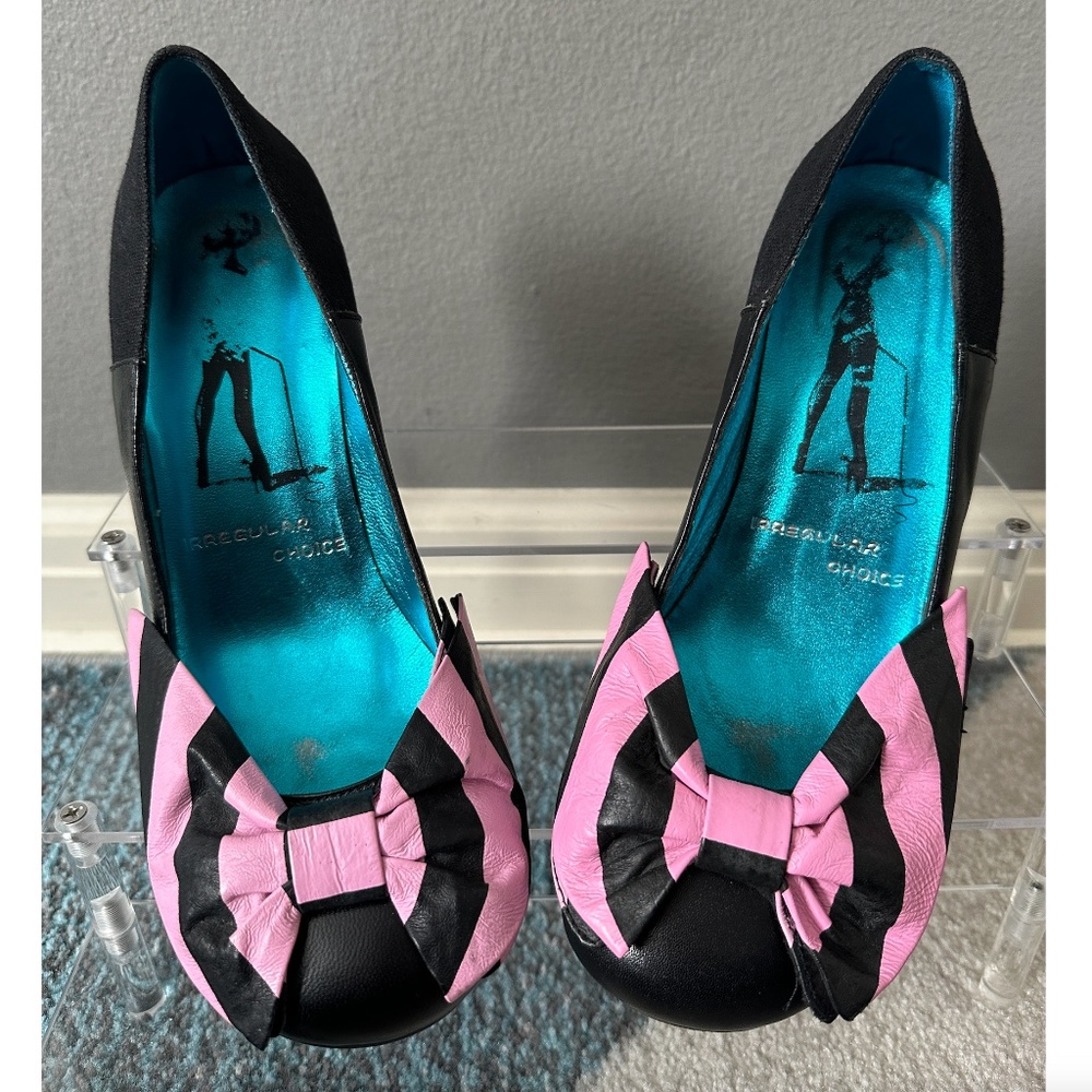 Irregular Choice Oversized Bow Pumps Heels Pink Black Size 8